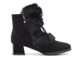 04-JM715-2 BLACK Ботинки женские (натуральная замша, натуральный мех (полностью)) - Фабричный китай фото 8