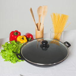 Сковорода-Вок Доляна «Восток», d=30 см, чугун, со стеклянной крышкой, индукция, чёрная