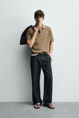 POLO PUNTO ESTRUCTURA TRENZAS / Camel medio