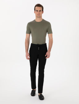 Siyah Slim Fit Jogger Kanvas Pantolon