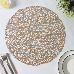Набор салфеток сервировочных на стол Доляна Паутинка, d=38 см, 4 шт, цвет золотой  фото 12