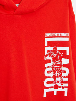 Kap??onlu Bask?l? Uzun Kollu Erkek ?ocuk Sweatshirt - Waikiki фото 3