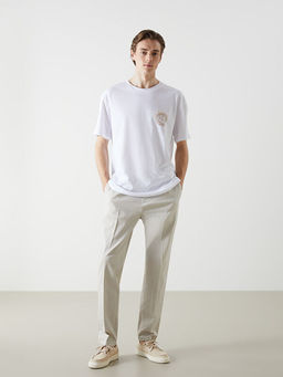 Bisiklet Yaka K?sa Kollu Bask?l? Penye Erkek Ti??rt