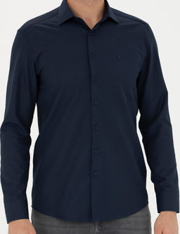 Lacivert Slim Fit Uzun Kollu G_mlek