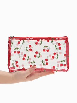 Косметичка женская Cherries, для бассейна, прямоугольная, прозрачная