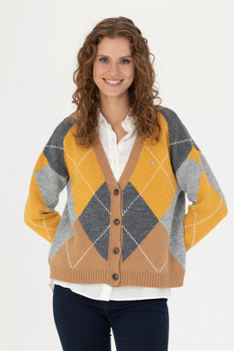 Женский трикотажный кардиган песочного цвета с v-образным вырезом Неожиданная скидка в корзине - U.s. polo assn фото 3