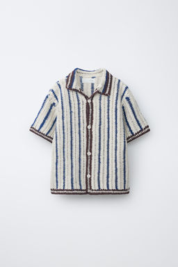 SOBRECAMISA PUNTO CROCHET RAYAS / Marino - Zara фото 3