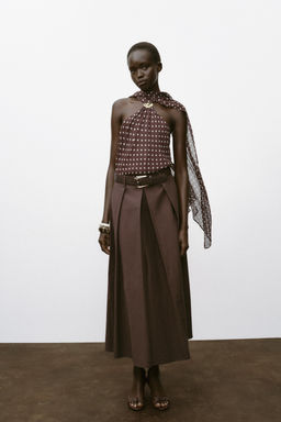 BELTED MIDI A-LINE SKIRT - Zara фото 11