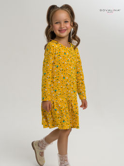 Платье Алиса дл/р цветы на горчице - Sovalina фото 14
