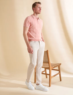 Bej Ex. Slim Fit Beli Kordonlu Pamuk Kar___ml_ Pantolon
