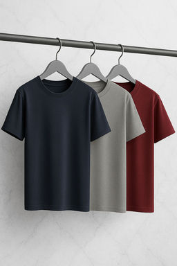 TRENDYOL MAN Siyah-Antrasit-Ekru Oversize/Genis Kesim 3lu Paket %100 Pamuklu T-Shirt TMNSS24TS00026