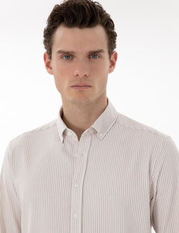 Bej Slim Fit _izgili Uzun Kollu G_mlek - Pierre cardin фото 2