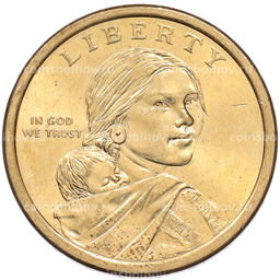 Монета 1 доллар 2009 года (D) США Коренные американцы (Сакагавея)  Коренная американка сажает кукурузу