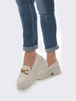 03-PDAG52-2 BEIGE Лоферы женские (натуральная кожа)