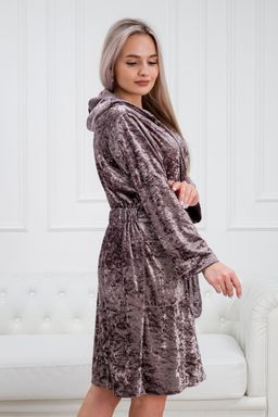 Халат женский из велюр мрамор Нежность пурпурно-серый - Амадэль фото 13