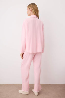 Trendyolmilla Pembe F?rf?rl? Cep Detayl? Viskon Dokuma Pijama Tak?m? THMAW25PT00146  фото 9