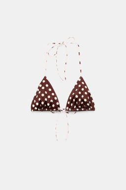 TOP BIKINI TRIANGULAR ESTAMPADO LUNARES / Marr?n - Zara фото 6