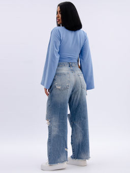 Лонгслив "Аида 3" голубой, кулирка с лайкрой