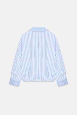 STRIPED PATCHWORK POPLIN SHIRT - Zara фото 7