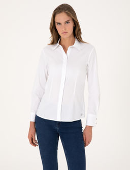 Beyaz Slim Fit Uzun Kollu G_mlek