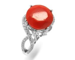 Кольцо из серебра коралл, МЦВ013
