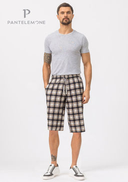 Мужские шорты PH-127 Клетка бежевая/черная