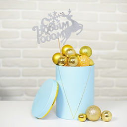 Цена за 5 шт. Топпер С Новым годом!, олень, цвет серебряный