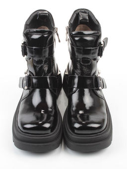 01-D1-8071 BLACK Ботинки демисезонные женские (натуральная кожа, байка)