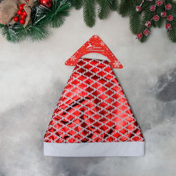 Цена за 2 шт. Колпак новогодний Сеточка зигзаг 28х36 см, красный