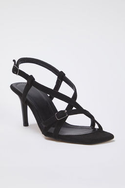 Trendyol Shoes Siyah Suet Bilekten Baglamal? Kare Burun Ince Topuklu Kad?n Sandalet TAKSS25TO00018 - Trendyolmilla фото 6