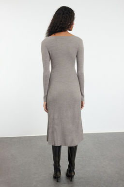 TRENDYOLMILLA Bordo Midi Triko Etek Ucu F?rf?rl? Elbise TWOAW25EL00055 фото 5