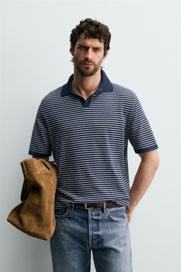 POLO PUNTO JACQUARD RAYAS / ?ndigo - Zara фото 3