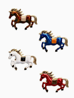 Цена за 12 шт. Брошь "Лошадь" малая, скакун, МИКС в золоте (неделимая фасовка 12 шт. цена за шт.)