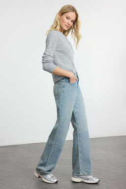 Ac?k Mavi Yuksek Bel Wide Leg Jeans TWOAW25JE00144