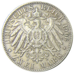 2 марки 1906 года F Германия (Вюртемберг)