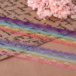 Цена за 2 шт. Кружево капроновое «Радуга яркая», 35 мм, 10±1 м, разноцветное №1