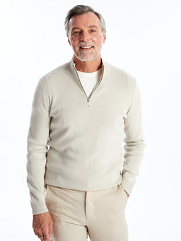 Dik Yaka Uzun Kollu Erkek Triko Kazak