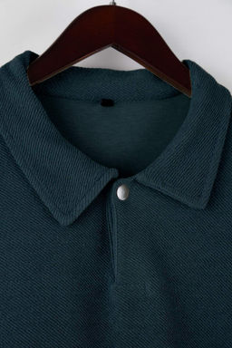 Yesil Yeni Oversize/Genis Kesim Polo Yaka Kal?n C?tc?tl? Sweatshirt TMNAW26SW00051 - Trendyolmilla фото 3