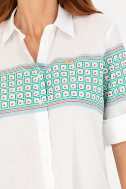 Женская рубашка цвета морской волны с длинным рукавом - U.s. polo assn фото 7