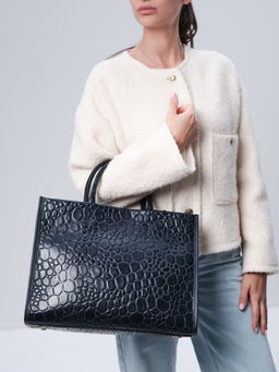 Сумка кожаная шоппер Deboro 30638 синий камень