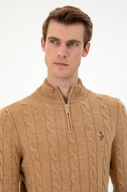 Мужской светло-коричневый меланжевый свитер Неожиданная скидка в корзине - U.s. polo assn фото 2
