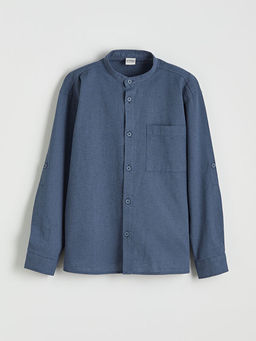 Hakim Yaka Keten Kar???ml? Erkek ?ocuk G?mlek