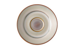 Пара чайная, керамика, серо-бежевая, с коричневым кантом, Mandala LUNASOL