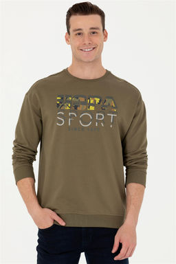 Свитшот мужской U. S. Polo Assn цвета хаки из хлопка - U.s. polo assn фото 11
