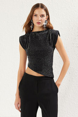 Trendyolmilla Siyah Simli Orme Bluz TPRSS25BZ00005  фото 2