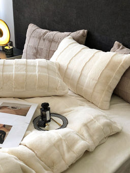 КПБ меховое MENCY с простыней и наволочками MENMEX ЧЕРНЫЙ