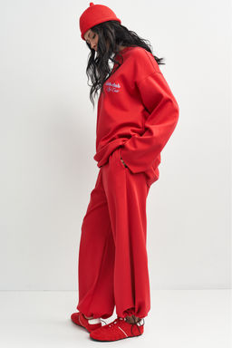 Брюки хлопковые на кулиске Красный - Erist store фото 2