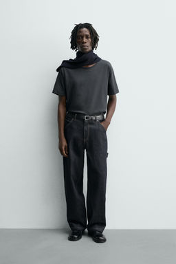 BAGGY FIT CARPENTER JEANS WITH TOPSTITCHING