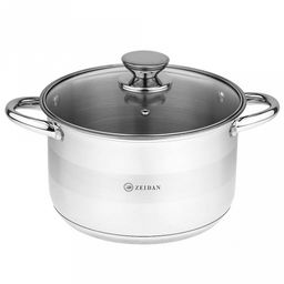 Zeidan Кастрюля из нержавеющей стали Vienna 5,1л, д22см, стеклянная крышка с декоративным кантом, ручки под золото, 5-ти степовое капсулированное индукционное дно, подарочная упаковка (Китай) Подходит для индукционных плит. - Домашняя мода фото 2
