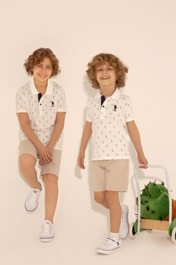 Футболка U.S. Polo Assn для мальчиков из хлопка экрю  фото 8